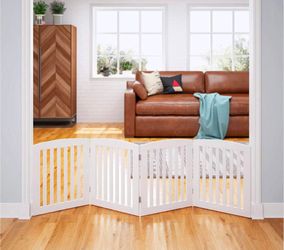 🐾 24" 4 Panel Freestanding Pet Gate, New - White