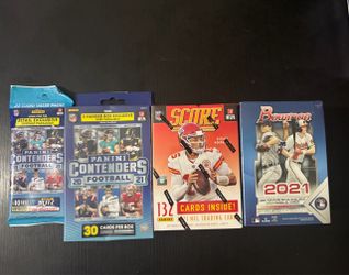 2021 Bowman Baseball Blaster Box  ,2021 Football Score blaster , 2021 panini contenders football cello and hanger