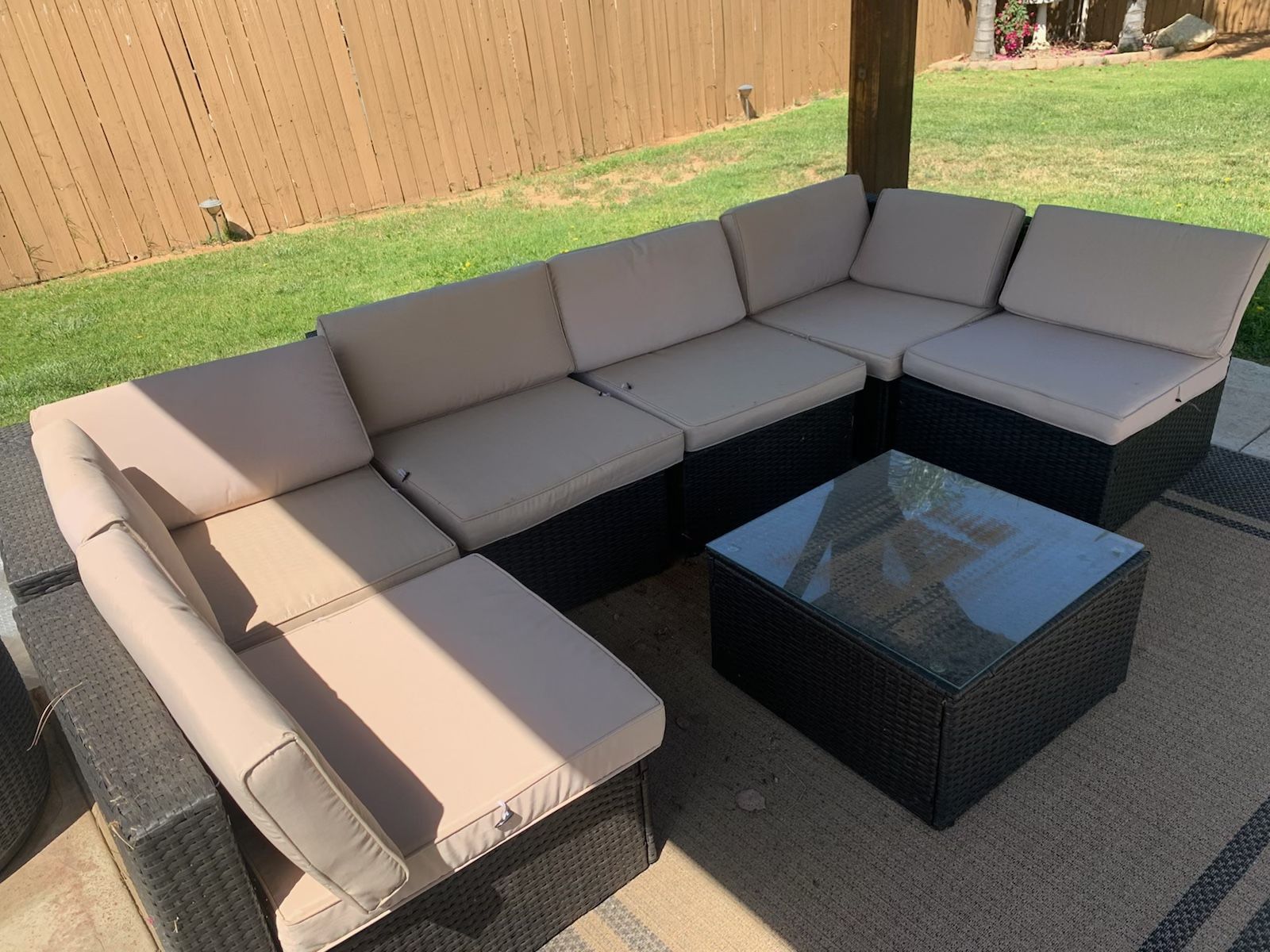 Devoko 7 Pieces Outdoor Sectional Sofa Patio Furniture Set for Sale in