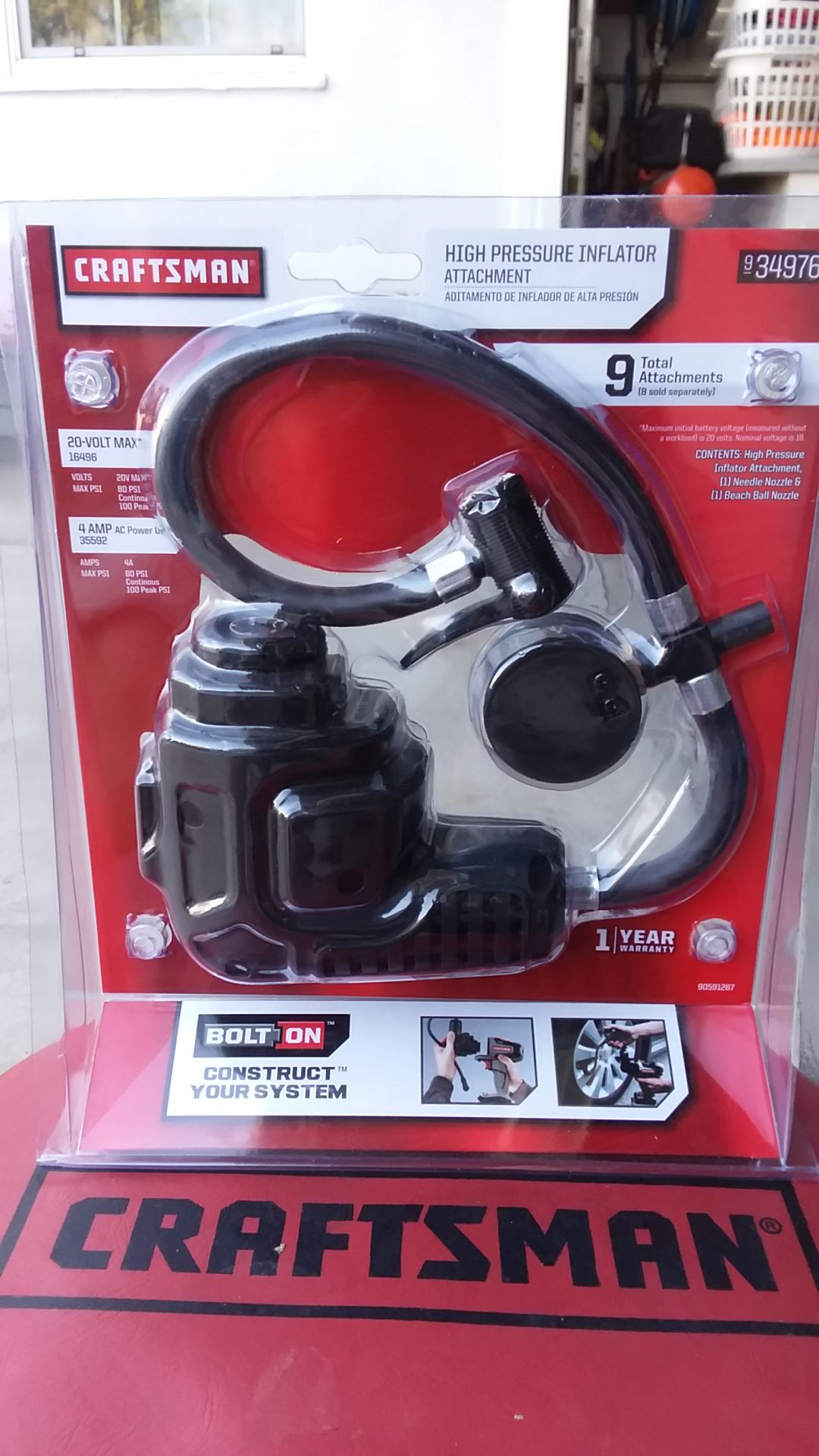 Craftsman high pressure inflator attachment bolt on system