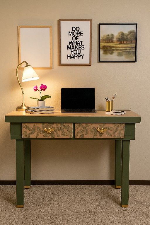 Charming Refinished Accent Table with Brass Bumblebee Pulls 🐝