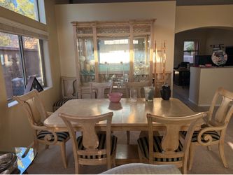 Dining room table and curio cabinet