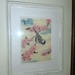 Vintage Asian oil paintings with a bamboo frame