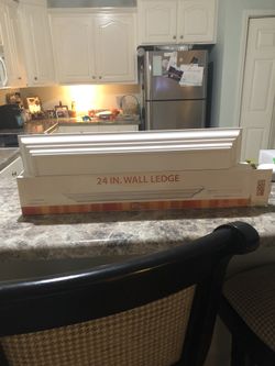 2 White Wooden 24” Shelves — $5.00 Each
