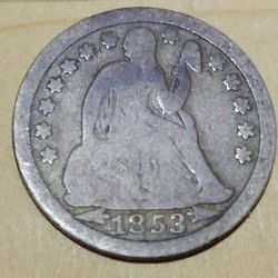States 1853 Seated Liberty Silver Dime with Arrows at Date