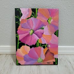 Floral Original Painting  Canvas Wall Art 9x12 "Purple Glory" - Ultsch 2010