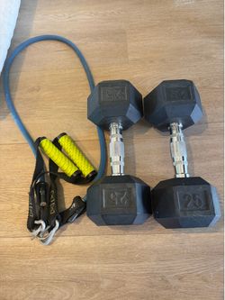 25lb dumbbells and resistance band