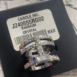 Rhodium Crystal Pave Ring Size 7