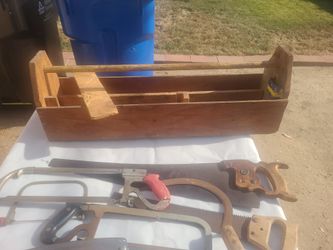 Vintage saws with Vintage homemade wood box