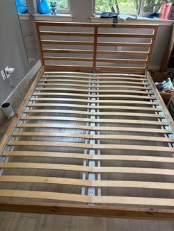 IKEA Trava Wooden Bed Frame with Slatted Base
