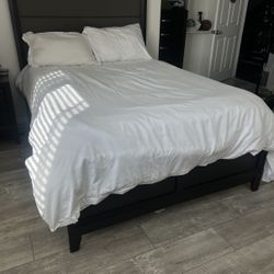 Queen Bed Frame, Box Spring, And Mattress