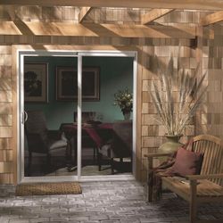 White Vinyl Universal Sliding Patio Door with Low-E argon Glass 60 in x 80 in