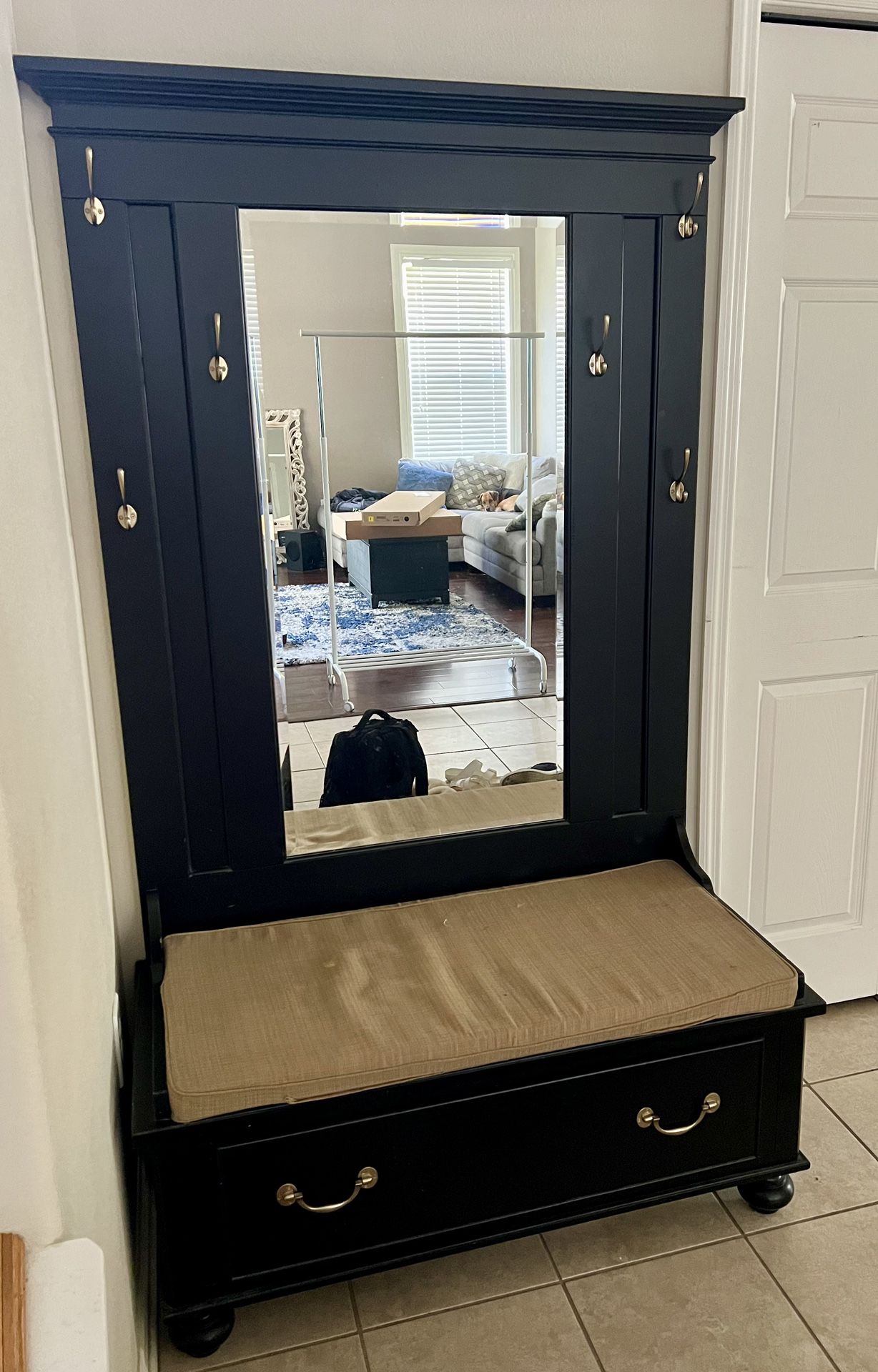 Coat And Shoe Organizer With Mirror