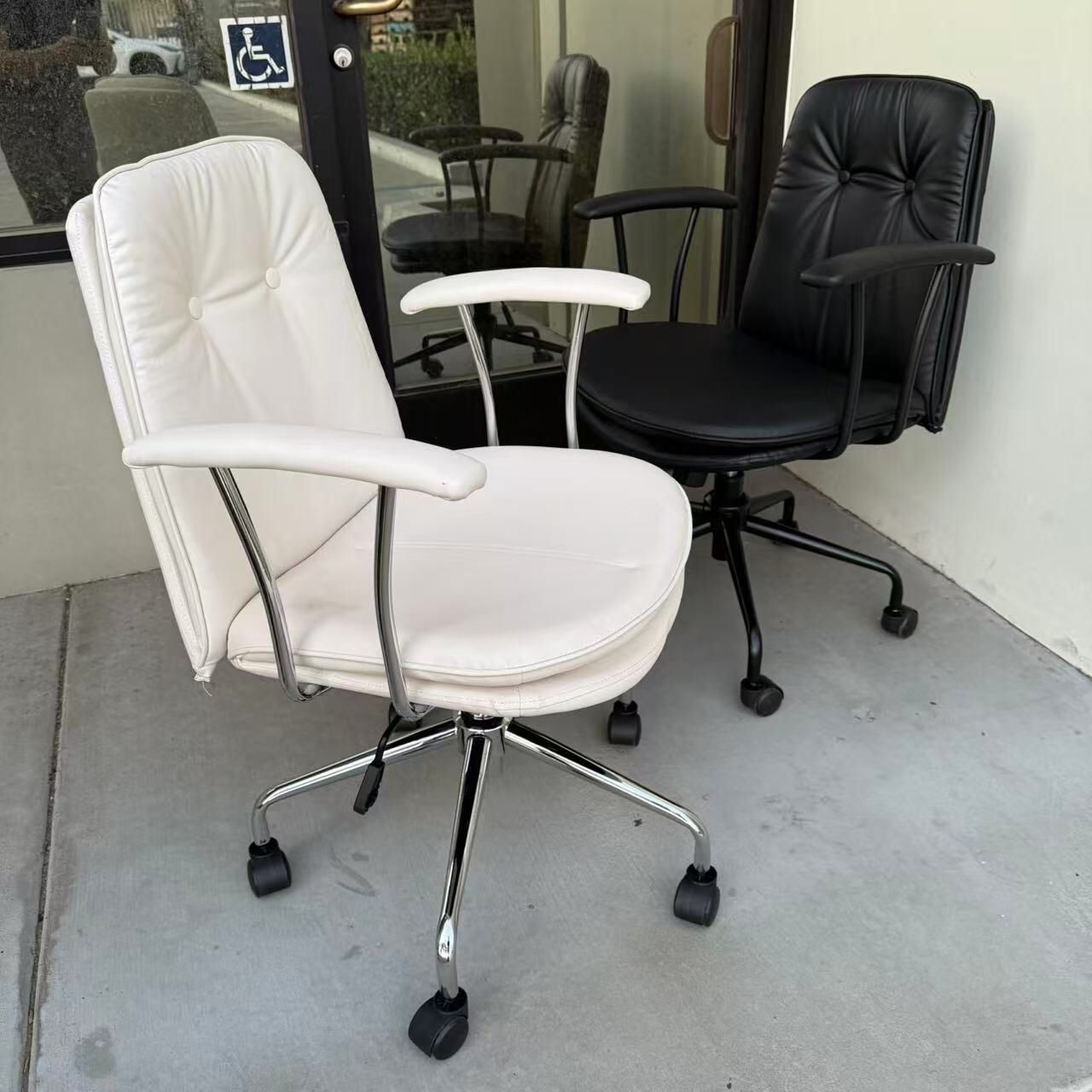 New In Box $50 Each PU Leather Office Computer Desk Mid Century Modern Chair Black Or White Color 