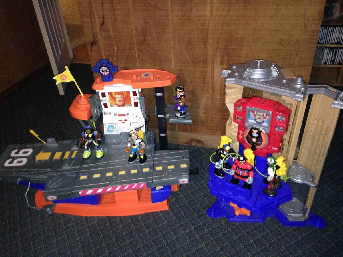 2 fisher price rescue rangers command centers with 6 rescue heros interactive toys