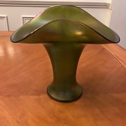 Vintage  green stretch glass vase