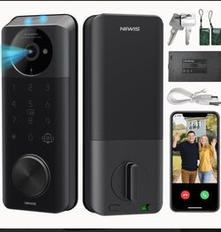 Video Smart Lock with Camera & Doorbell, 6-in-1 Keyless Entry Door Lock with Fingerprint, IP65 Waterproof, App Remote, Built-in WiFi Smart Deadbolt fo