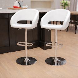 Set of 2 white bar stools