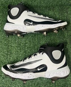 Brand New Nike Alpha Huarache Elite 4 Mid Baseball Metal Cleats White Black Men Size 7.5