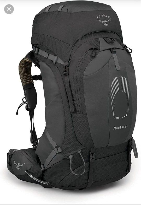 2022 Osprey Atmos 65 Liter Backpacking Pack, Black Color, S/M, New