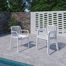 Brand New White Dining Chair Made Of High-Quality Resin, Outdoor & Patio Furniture