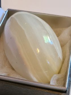 2.5" Real Rock White Onyx Sphere Banded Egg Sculpture