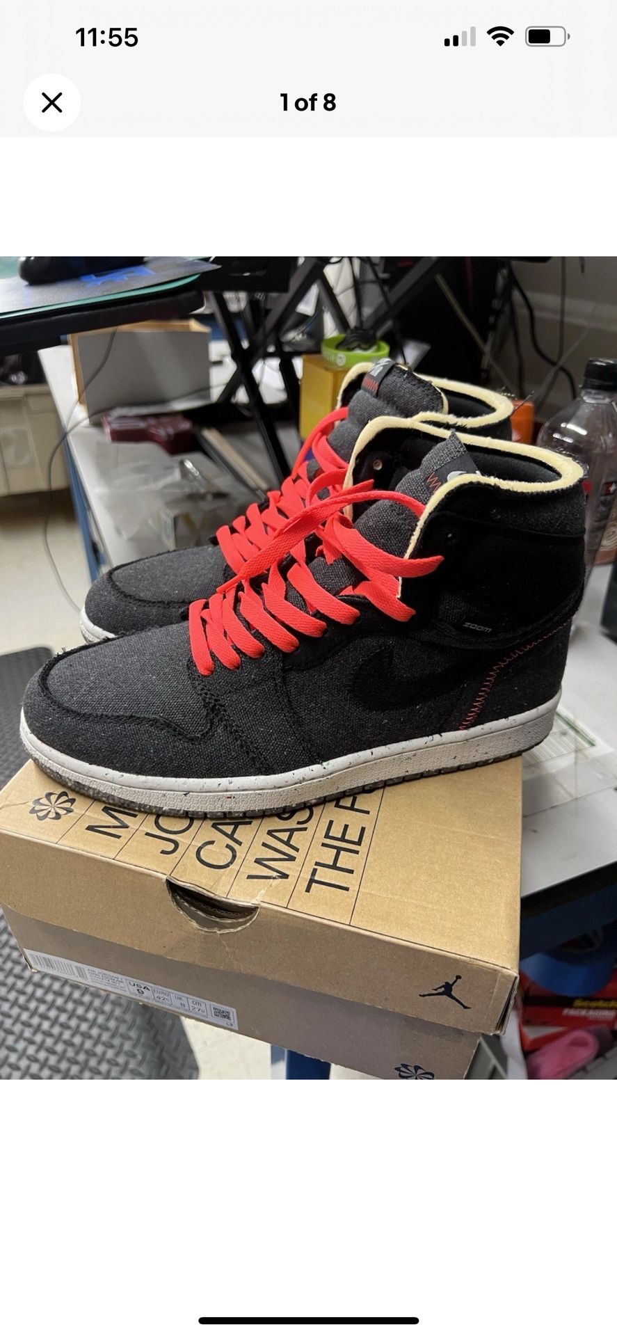 Air Jordan 1 Retro High Zoom Air Crater Black Wolf Grey Flash Crimson 9M