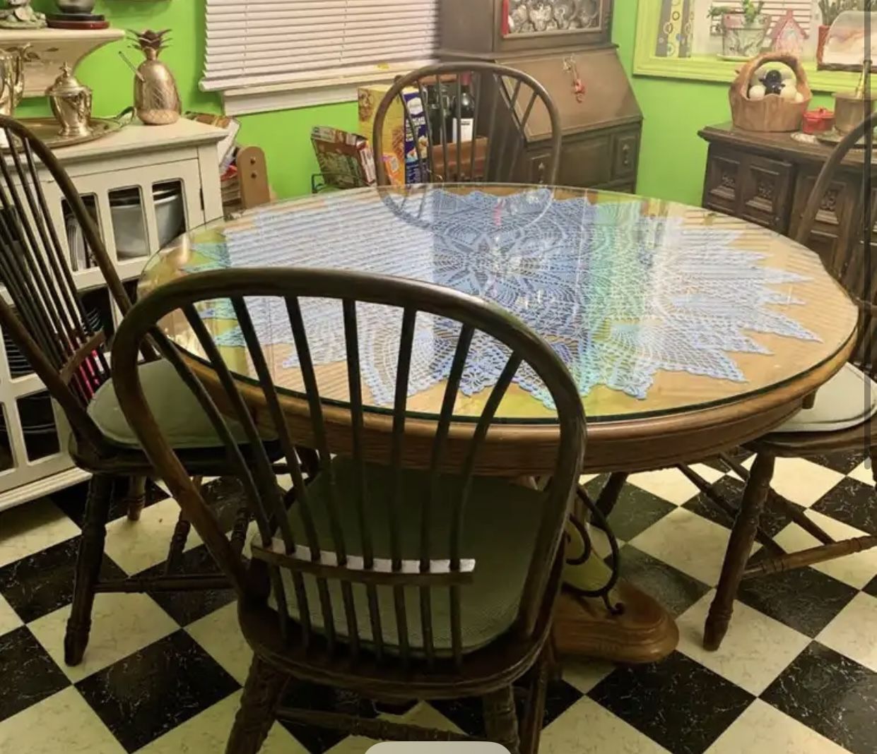Wooden Table With Glass Top