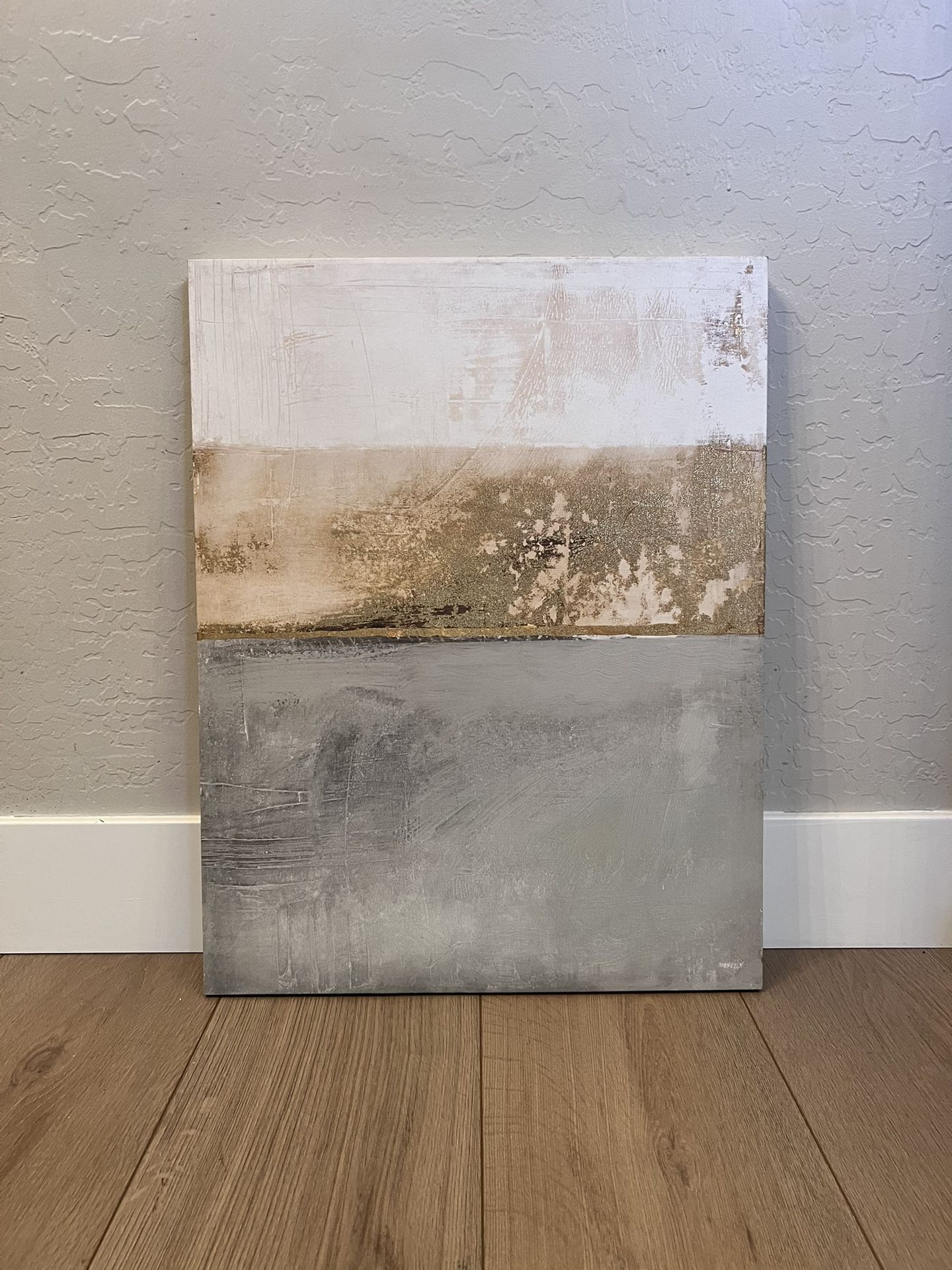 27x21 Sage Green/Taupe/Off White Textured Canvas Wall Art