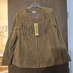 Vintage Denim & Company fringe suede jacket size 1X