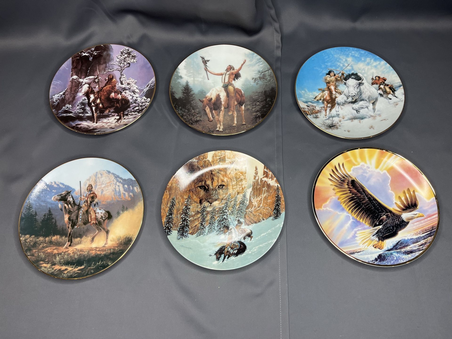 Set Of 6 Vtg Native American Decorative Plates