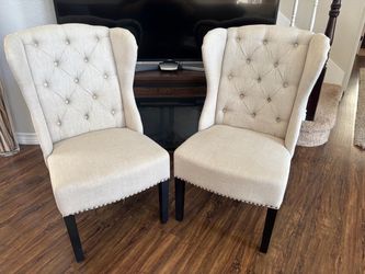 Set of 2 Tufted Wingback Accent Chairs
