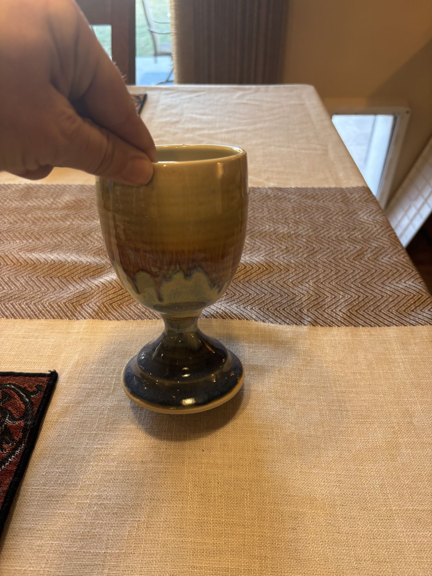 Vintage ceramic handmade pottery goblet