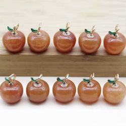 8pcs Apple Statue Pendant Natural Lapis Lazuli Stone Carved Jewelry