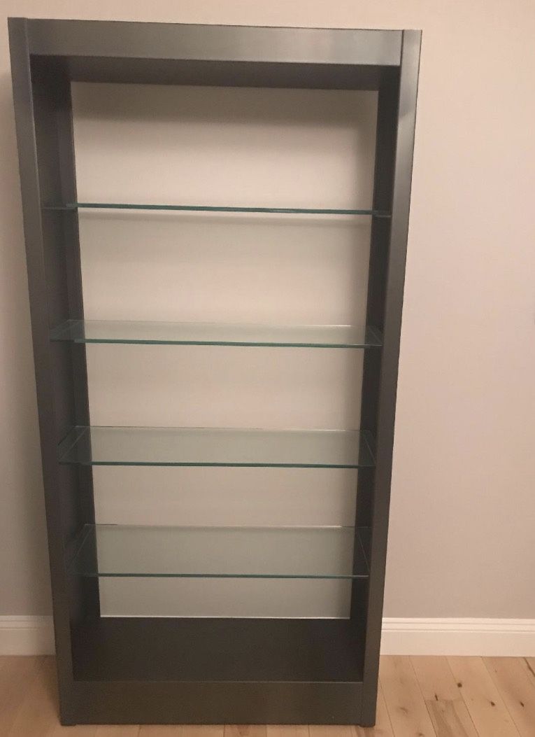 Room & Board Getty Natural Steel Bookcase w/ Glass Shelves