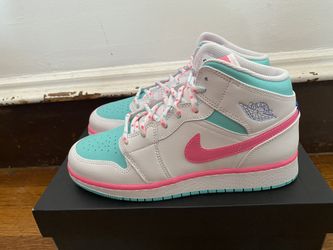 Air Jordan 1 mid white pink green soar