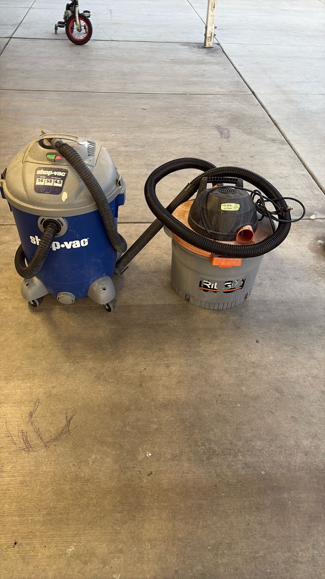 Shop-Vac Wet/Dry 14 Gallons&Ridgid 9 Gallons