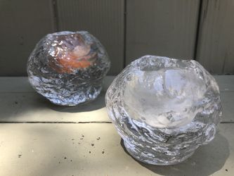 Two crystal candle holders