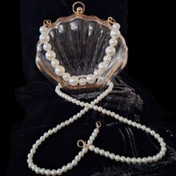  Clear Shell Shaped Clutch Or Shoulder/Crossbody Purse-Like New