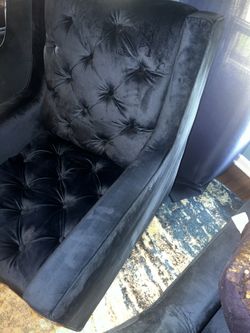 Pair Of Blue Accent Chairs With Gold Legs