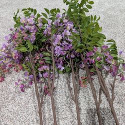 5 Fake Wisteria Branches, 3' Tall