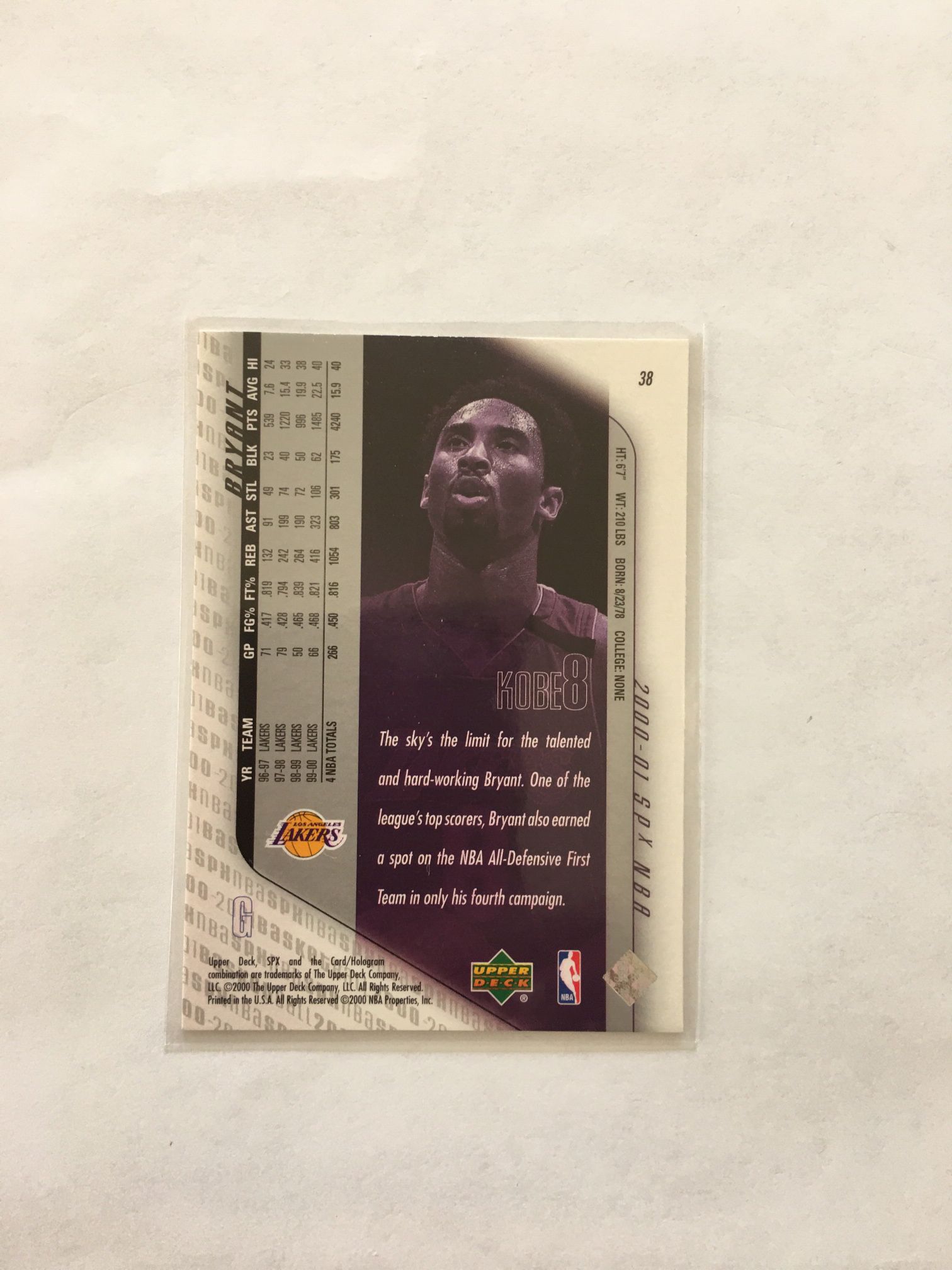 2000/01 SPX Kobe Bryant PSA Ready