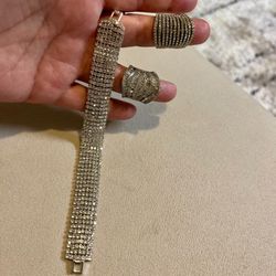 $20 Each CZ Silver Plated Doesn’t Tarnish Or Fades 8” Long Bracelet Rings Size 7 large 11 Rolls CZ , Size 8 Chunky 7 Rolls Pickup Gaithersburg Md20877