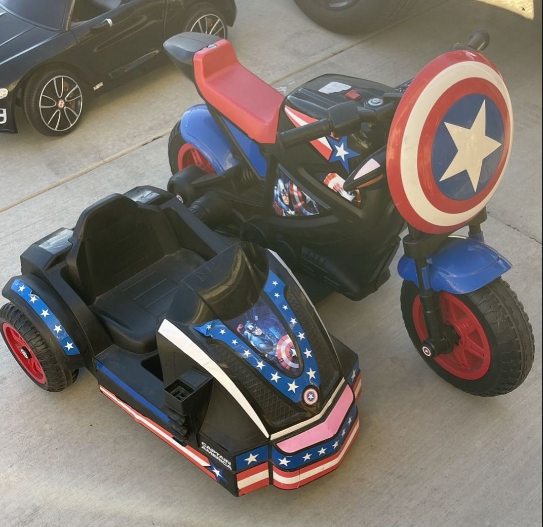 Captain America Side Cart 24 Volt Power Motorcycle 