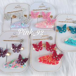 BUTTERFLY 🦋 CONFETTI HAIR CLIPS 4pc 