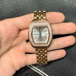 Rose Gold Tone Crystal Bezel Watch