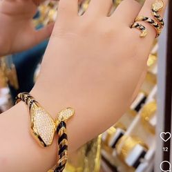 Snake Bracelet Set Plated Gold 