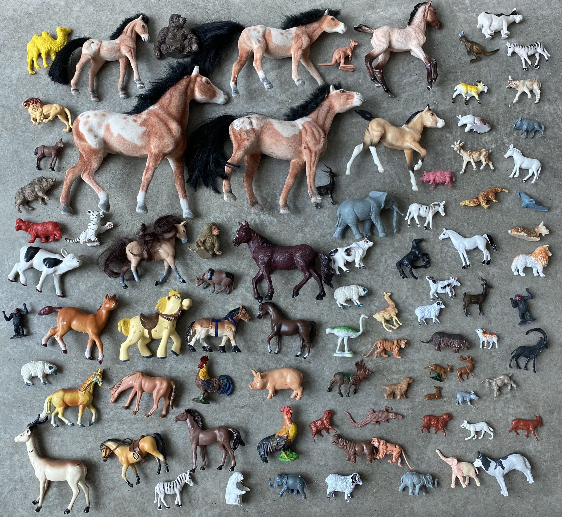 Large LOT Of Toy Farm Animals Hourses Figures Breyer