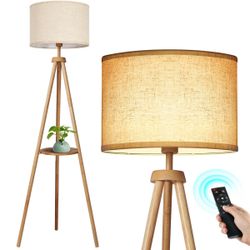 2 Way fair Modern Wood Tripod Floor Lamps With Shelves lamp tower solid wood(address in description)  👇delivery 🚚 available within 15 miles for extr