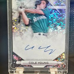 Cole Young (M's Prospect): 2023 Bowman Sterling Speckle Auto #/99